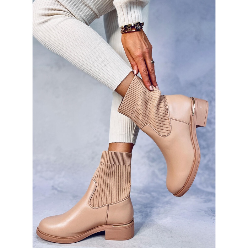 Bottines chaussettes Sendi Nude beige 2