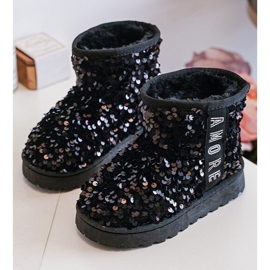 Bottes de neige pour enfants isolées à paillettes, noir Rebbica 2