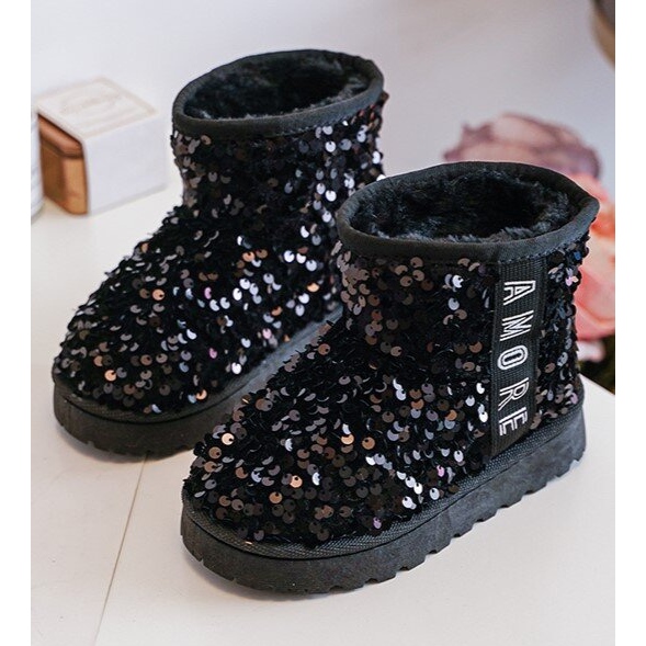 Bottes de neige pour enfants isolées à paillettes, noir Rebbica le noir 2 Bottes de neige pour enfants isolées à paillettes, noir Rebbica le noir 2