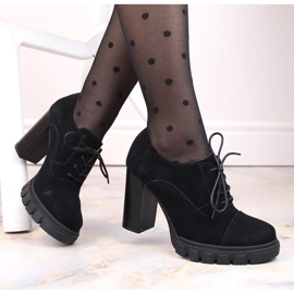 Chaussures femme en daim noir à talon haut et plateforme, Filippo DP4918 le noir 4