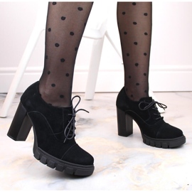 Chaussures femme en daim noir à talon haut et plateforme, Filippo DP4918 le noir 5