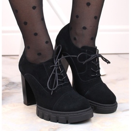 Chaussures femme en daim noir à talon haut et plateforme, Filippo DP4918 le noir 6