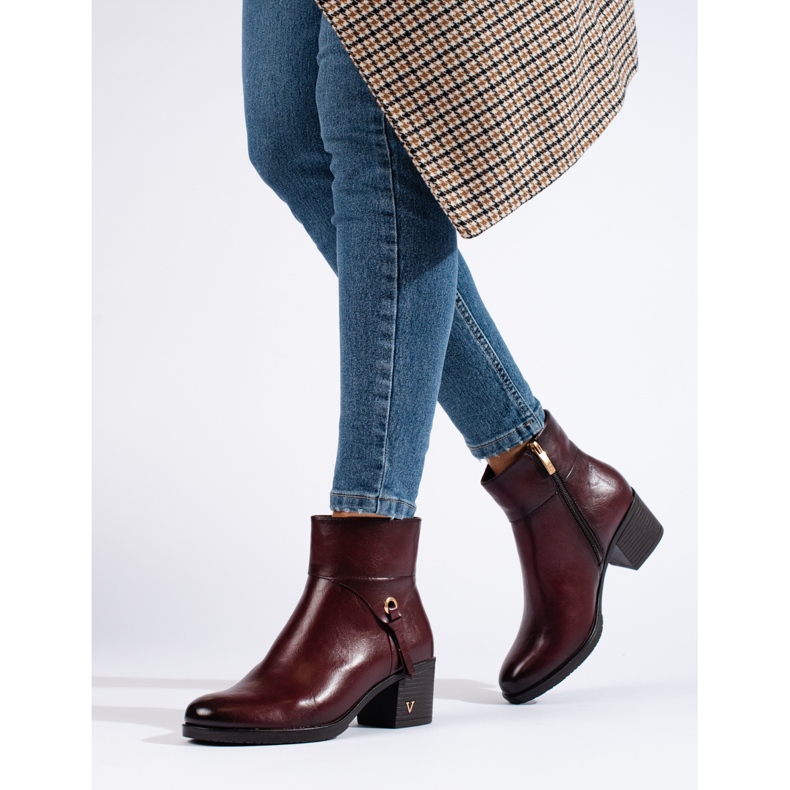W. Potocki Bottes pour femmes Potocki sur un large poteau bordeaux rouge 1