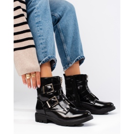 Bottines noires vernies avec boucles Shelovet le noir 1
