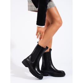 Bottines Chelsea hautes femme Shelovet noires le noir 1