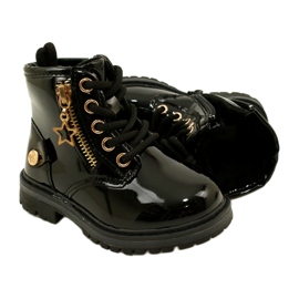 Miss Bottines fille en cuir verni, étoile 23DZ23-6593, noir 6
