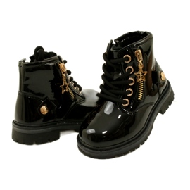 Miss Bottines fille en cuir verni, étoile 23DZ23-6593, noir le noir 3