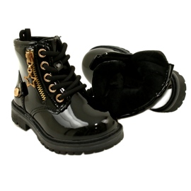 Miss Bottines fille en cuir verni, étoile 23DZ23-6593, noir 5
