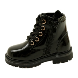 Miss Bottines fille en cuir verni, étoile 23DZ23-6593, noir 1