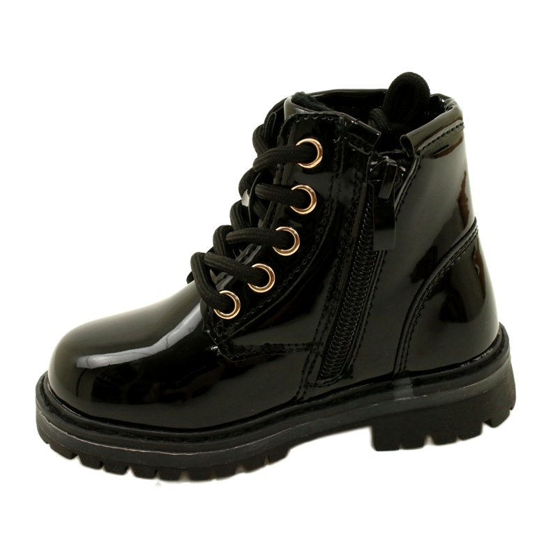 Miss Bottines fille en cuir verni, étoile 23DZ23-6593, noir 1