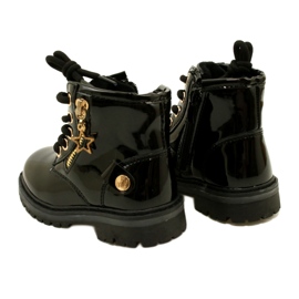 Miss Bottines fille en cuir verni, étoile 23DZ23-6593, noir 7