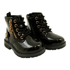 Miss Bottines fille en cuir verni, étoile 23DZ23-6593, noir 4