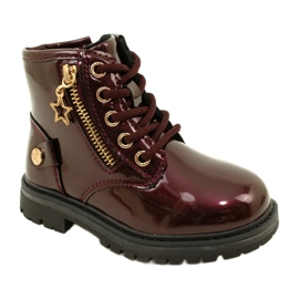 Miss Bottines fille, cuir verni, étoile 23DZ23-6593, bordeaux rouge 1