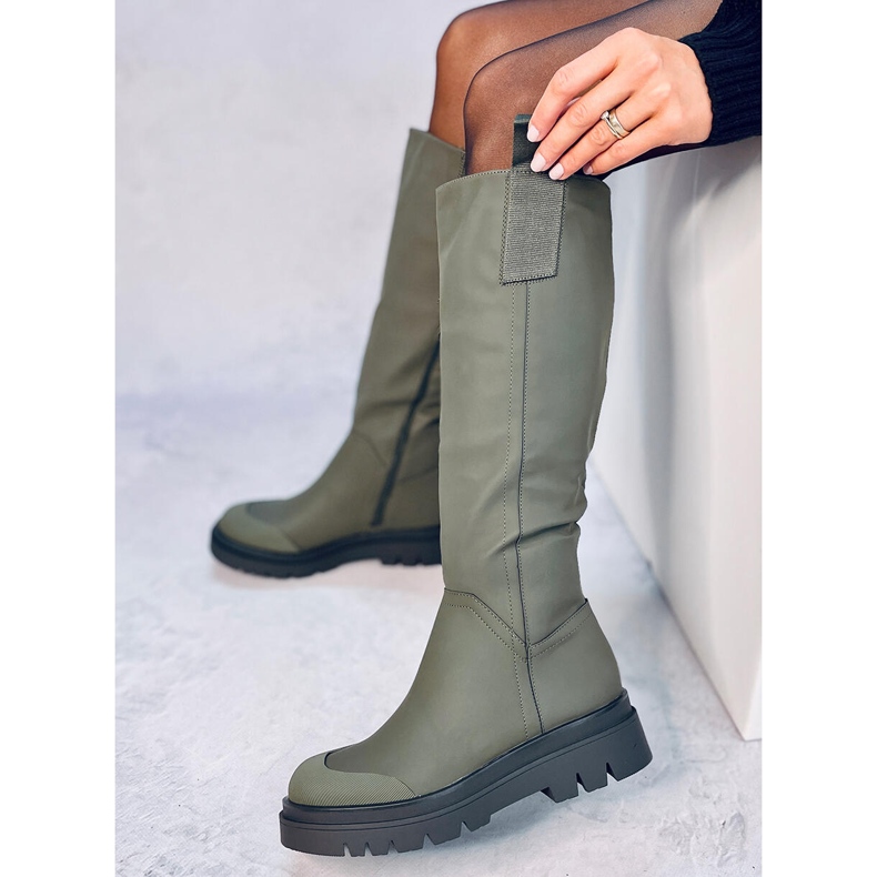 Bottes cavalières Gibbs Army Green, femmes vert 1