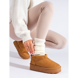 Bottes de neige à plateforme courtes Shelovet camel brun 1