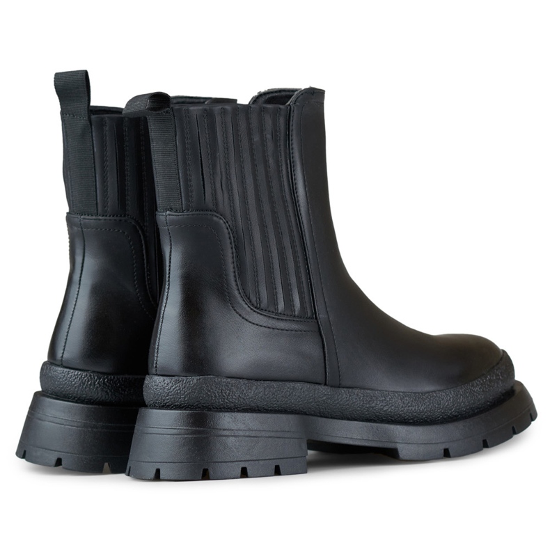 Bottines noires en éco-cuir à semelle épaisse 1