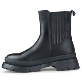 Bottines noires en éco-cuir à semelle épaisse 2