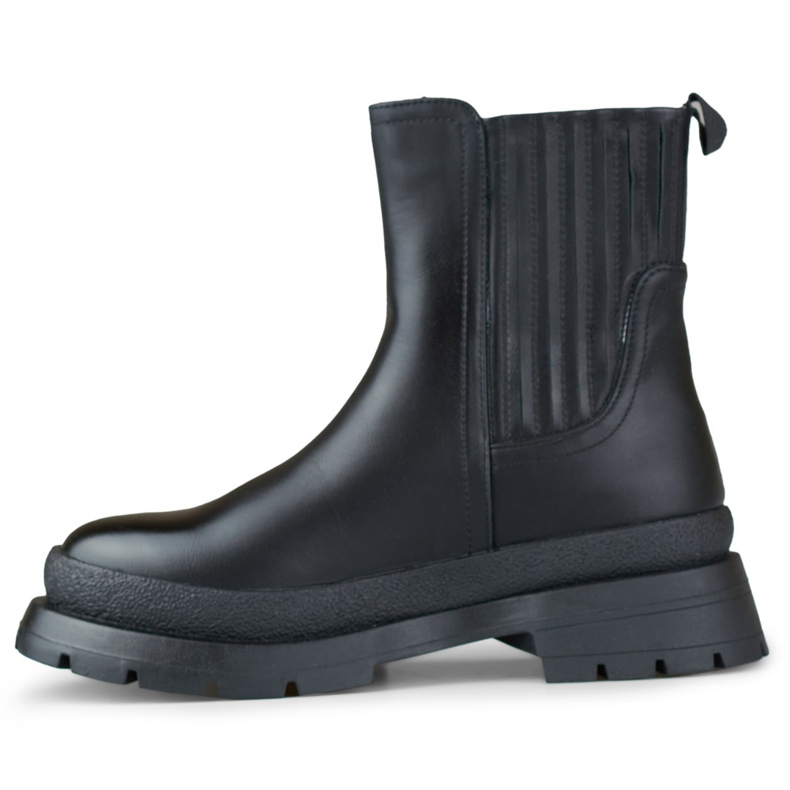 Bottines noires en éco-cuir à semelle épaisse 2