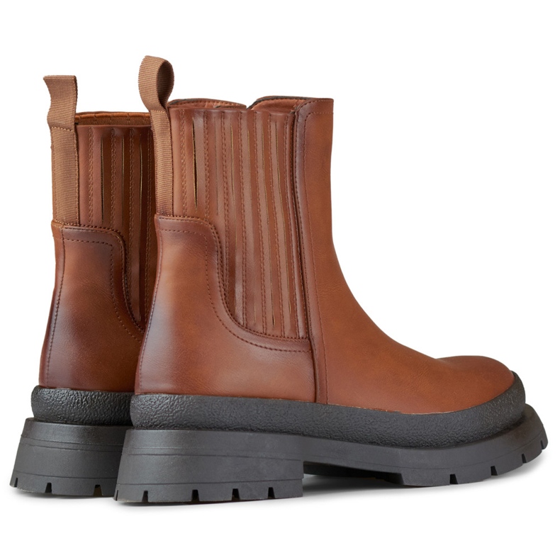 Bottines marron en éco-cuir à semelle épaisse brun 1 Bottines marron en éco-cuir à semelle épaisse brun 1