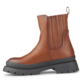 Bottines marron en éco-cuir à semelle épaisse brun 2 Bottines marron en éco-cuir à semelle épaisse brun 2