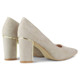 Escarpins femme en daim léger à talon haut confortable beige 3