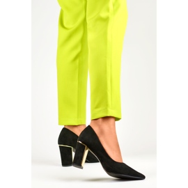 Escarpins femme en daim noir à talon haut confortable le noir 2