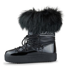 Bottes de neige noires pour femmes avec fourrure décorative 2