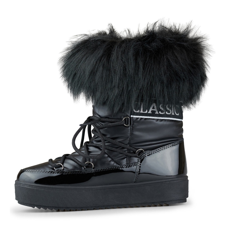 Bottes de neige noires pour femmes avec fourrure décorative le noir 2 Bottes de neige noires pour femmes avec fourrure décorative le noir 2