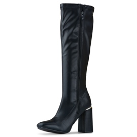 Bottines à talons hauts en éco-cuir noires 1