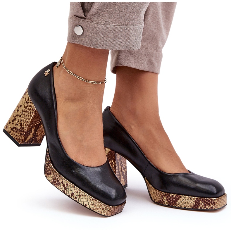 Pompes en cuir féminin Laura Messi 2599 Black le noir 4