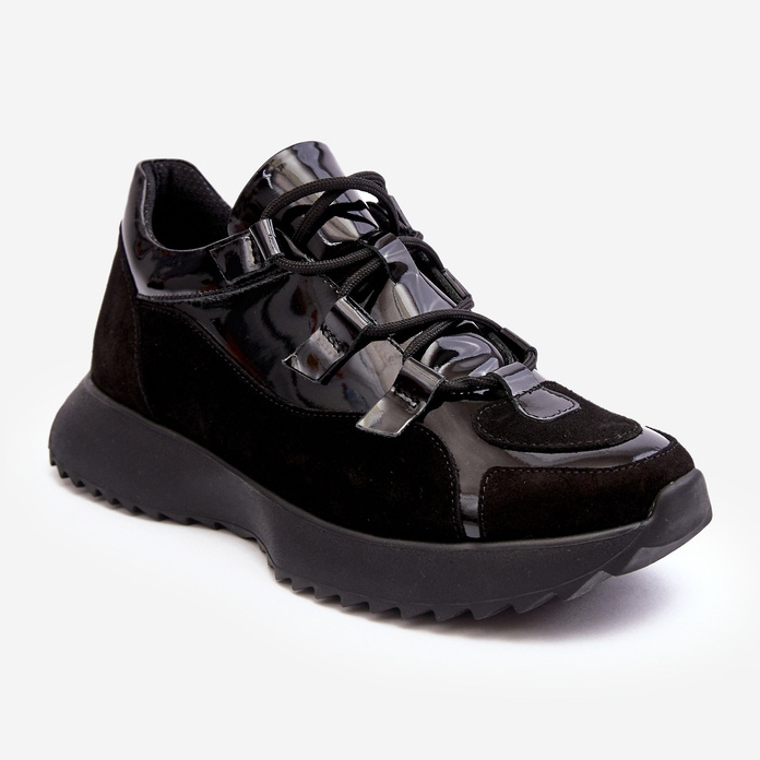 Chaussures De Sport En Cuir Verni Pour Femme M01/2 Zazoo Noir le noir 1