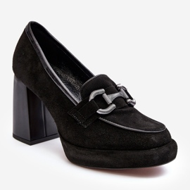 Escarpins en cuir sur un talon haut massif Laura Messi 2706 Noir le noir 1