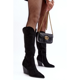 Bottes de cowboy en daim noir Delia à la mode le noir 5