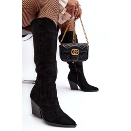 Bottes de cowboy en daim noir Delia à la mode le noir 7