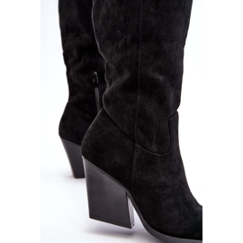 Bottes de cowboy en daim noir Delia à la mode le noir 4
