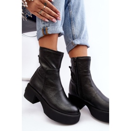 Lemar Volavola Bottines en cuir noir à talon bas Lemar le noir 1