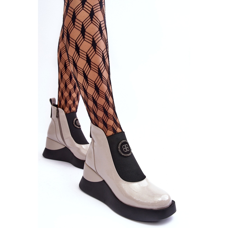 Bottines compensées en cuir S.Barski MR870-22 Gris clair 2