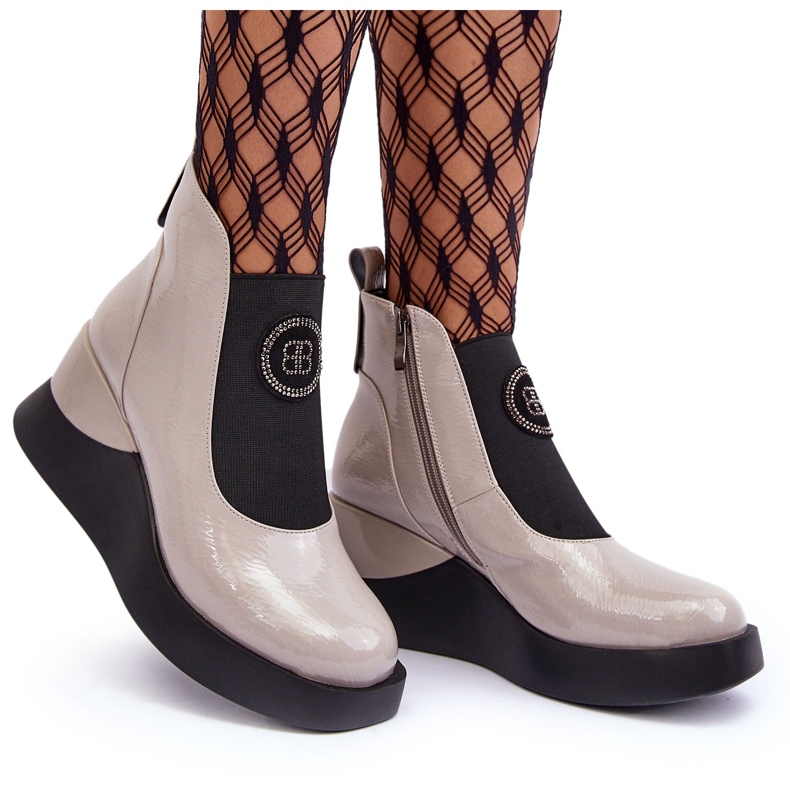 Bottines compensées en cuir S.Barski MR870-22 Gris clair 4