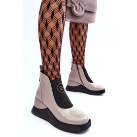 Bottines compensées en cuir S.Barski MR870-22 Gris clair 3