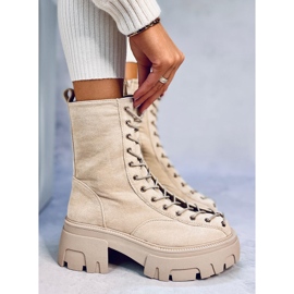 Bottines à lacets femme Wayne Beige 1
