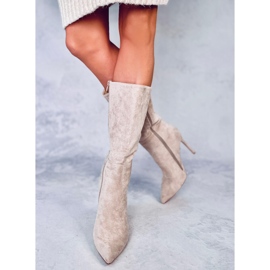 Bottes à talons hauts classiques en daim Marissa kaki beige 3