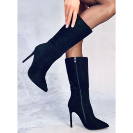 Bottes à talons hauts en daim classiques Marissa Noir le noir 5