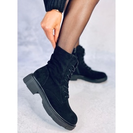 Bottines à lacets en daim noir Lavey le noir 5