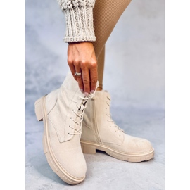 Bottines à lacets en daim beige Lavey 3