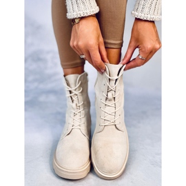 Bottines à lacets en daim beige Lavey 4