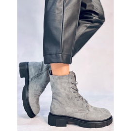 Bottines à lacets en daim gris Lavey 5