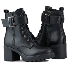 Bottines femme noires à grosse boucle le noir 1