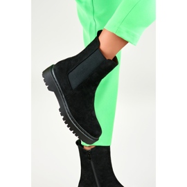Bottines femme en daim noir à semelle épaisse le noir 3