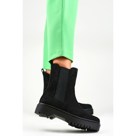 Bottines femme en daim noir à semelle épaisse le noir 5