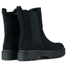 Bottines femme en daim noir à semelle épaisse 1